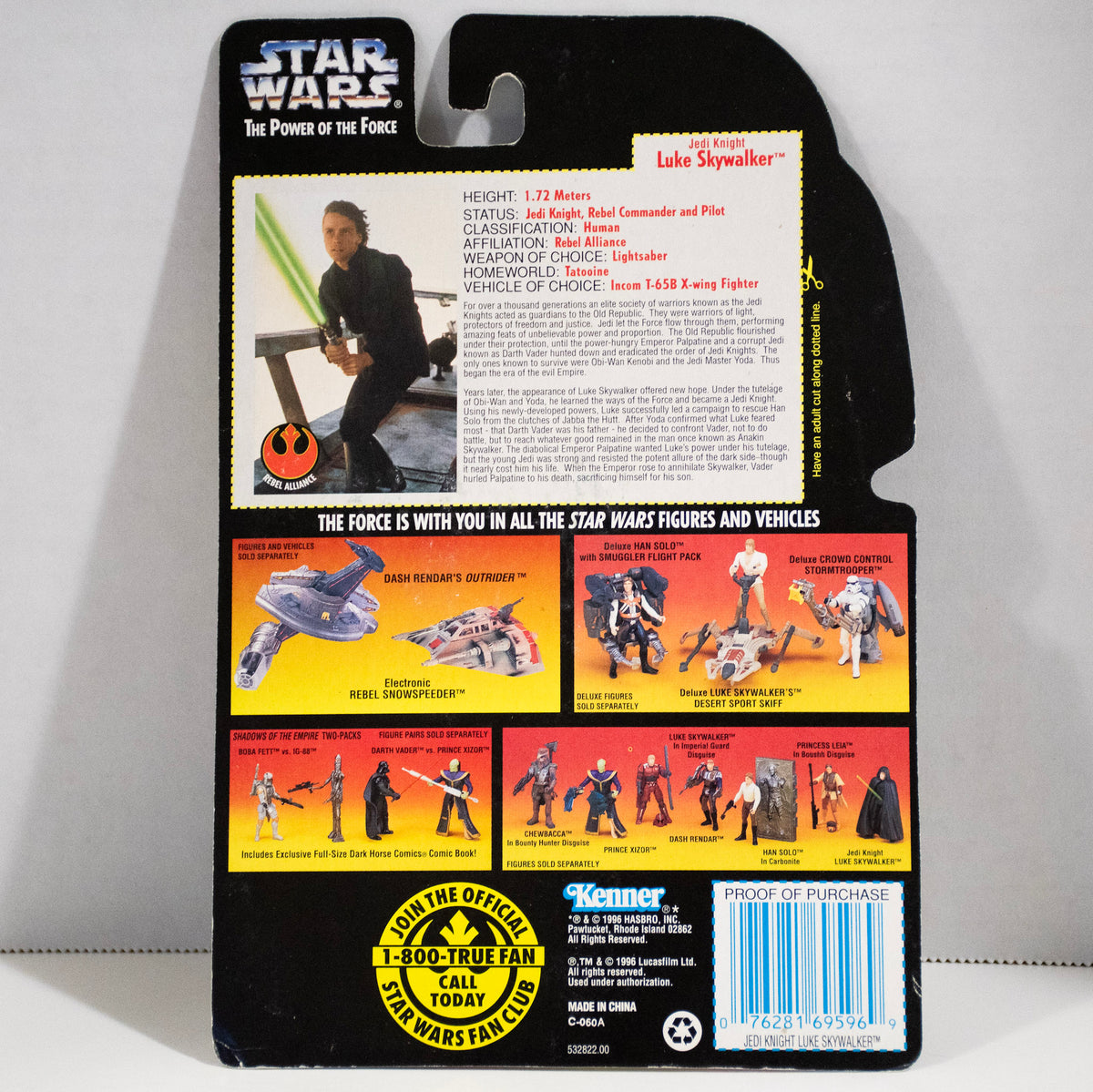 1996 Star Wars Power of the Force Luke Skywalker Jedi Knight Action Figure (Red Card)