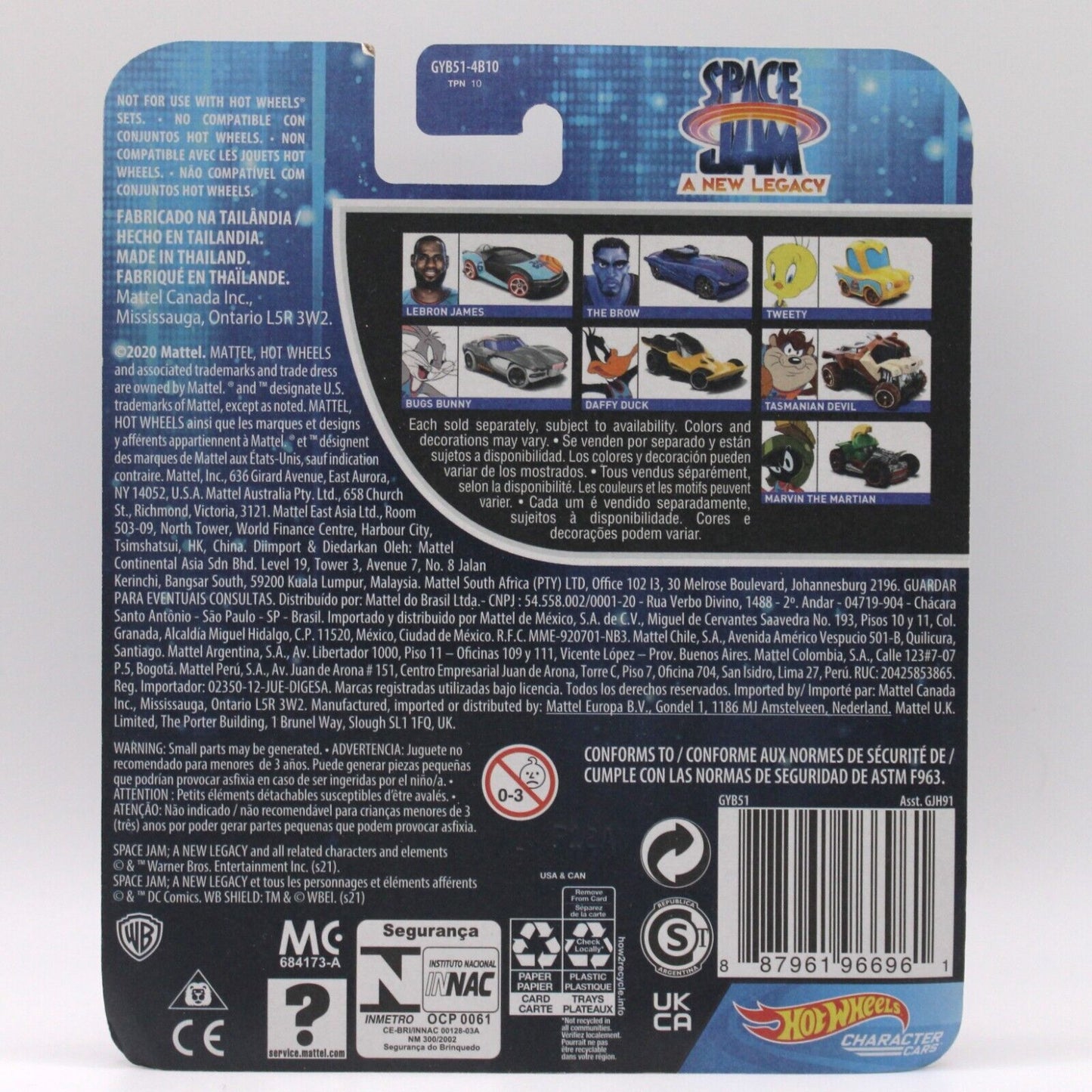Hot Wheels Character Car Diecast Space Jam: A New Legacy Looney Tunes Full Set