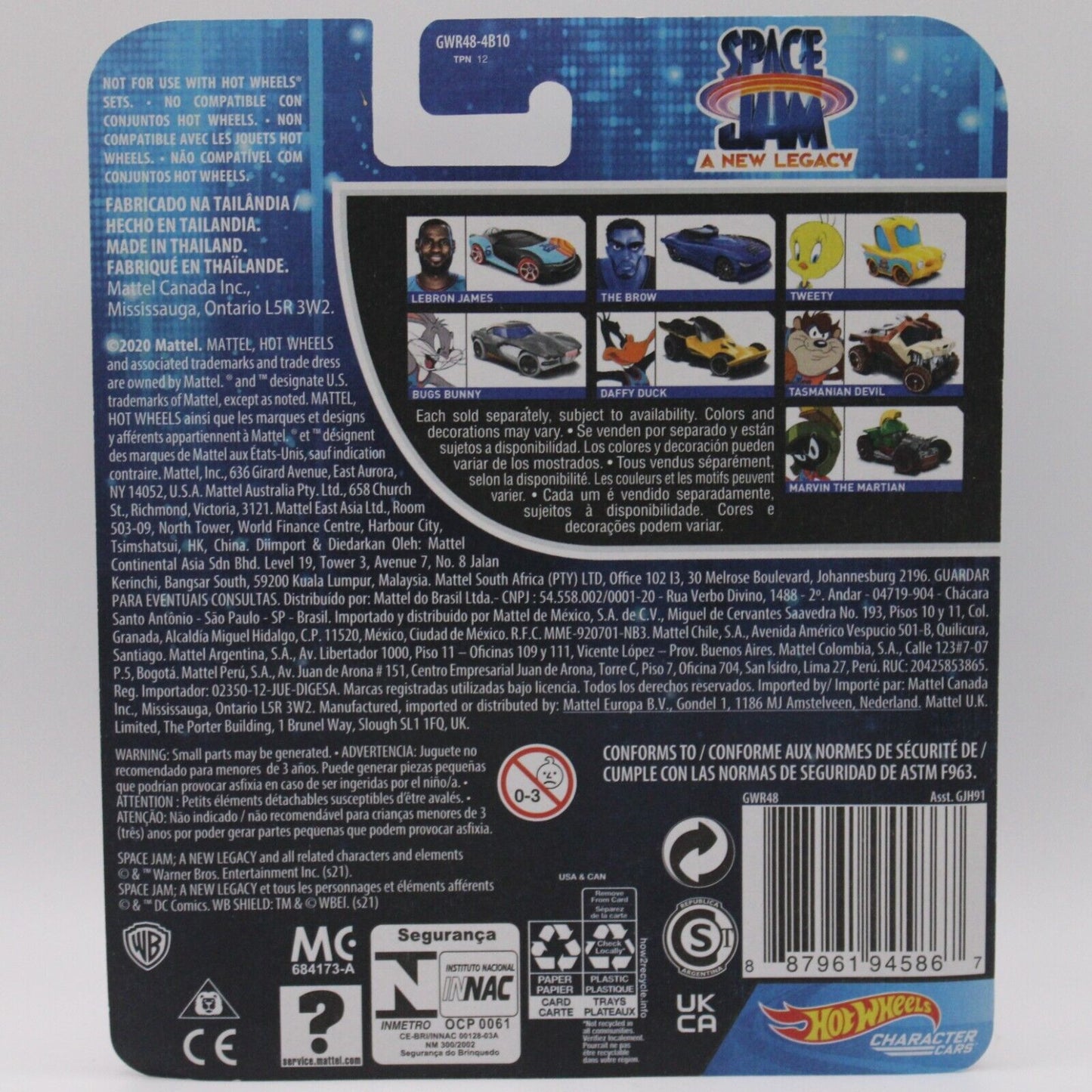 Hot Wheels Character Car Diecast Space Jam: A New Legacy Looney Tunes Full Set