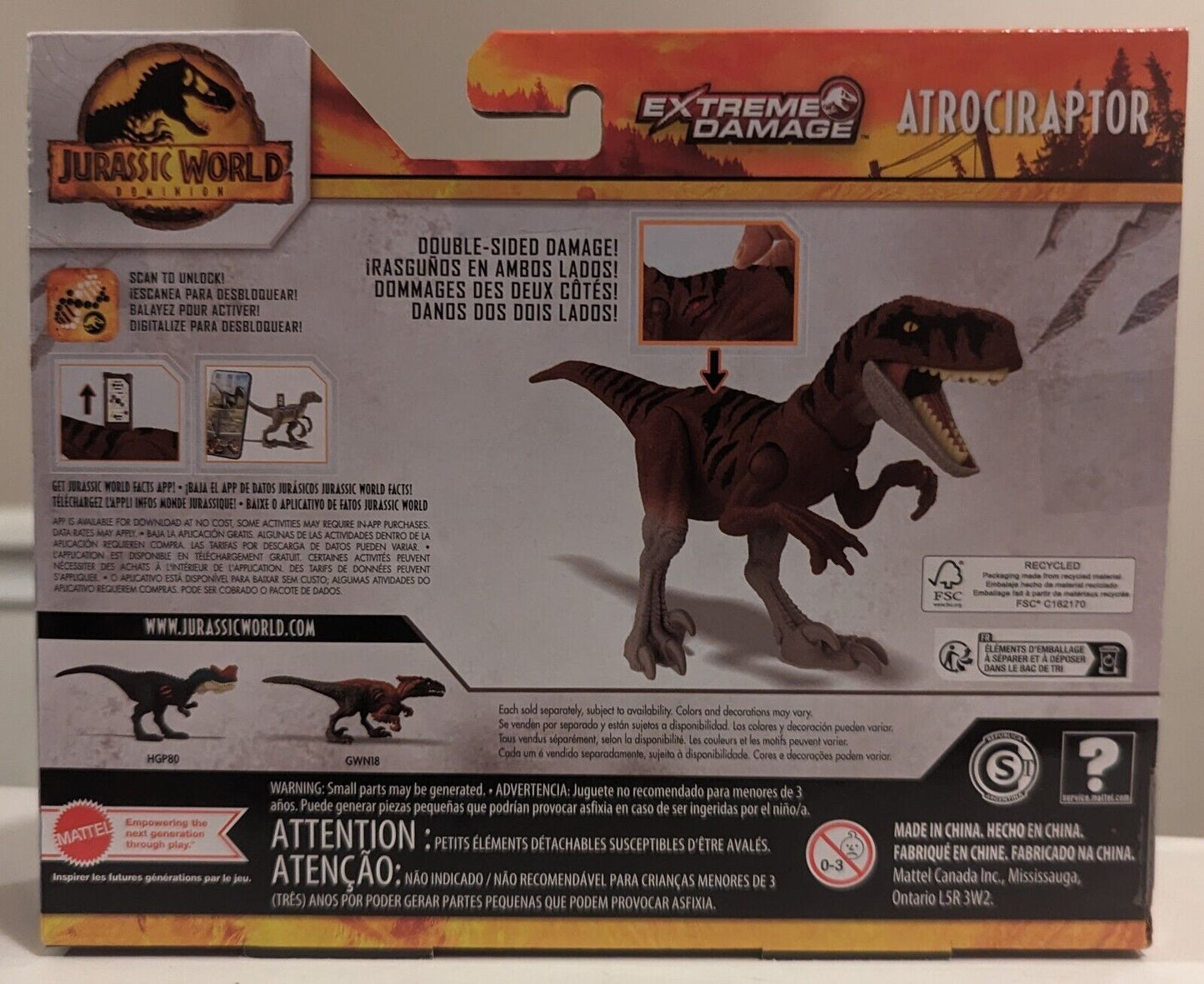Jurassic World Dominion Extreme Damage Dinosaur Atrociraptor Tiger