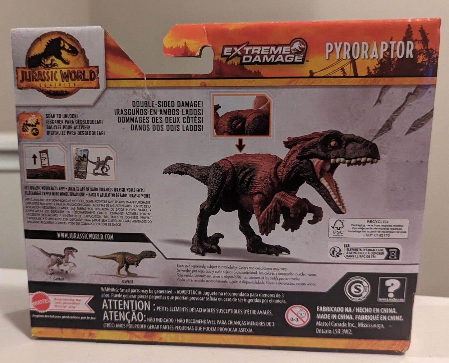 Jurassic World Dominion Pyroraptor Action Figure Mattel Extreme Damage New 2021