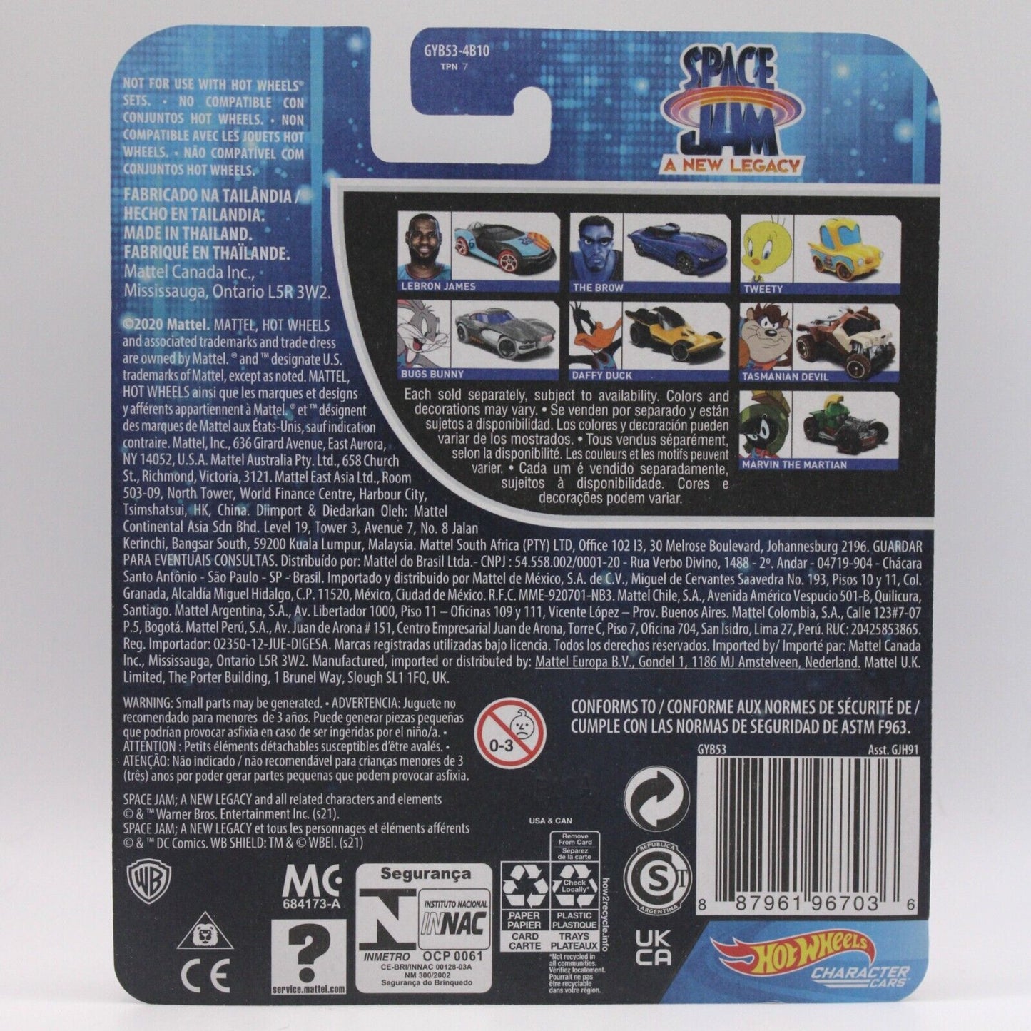 Hot Wheels Character Car Diecast Space Jam: A New Legacy Looney Tunes Full Set