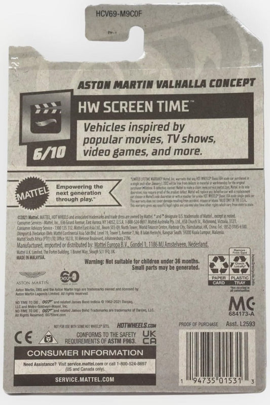 Hot Wheels Aston Martin Valhalla Concept 103/250 Screen Time 6/10 No Time To Die