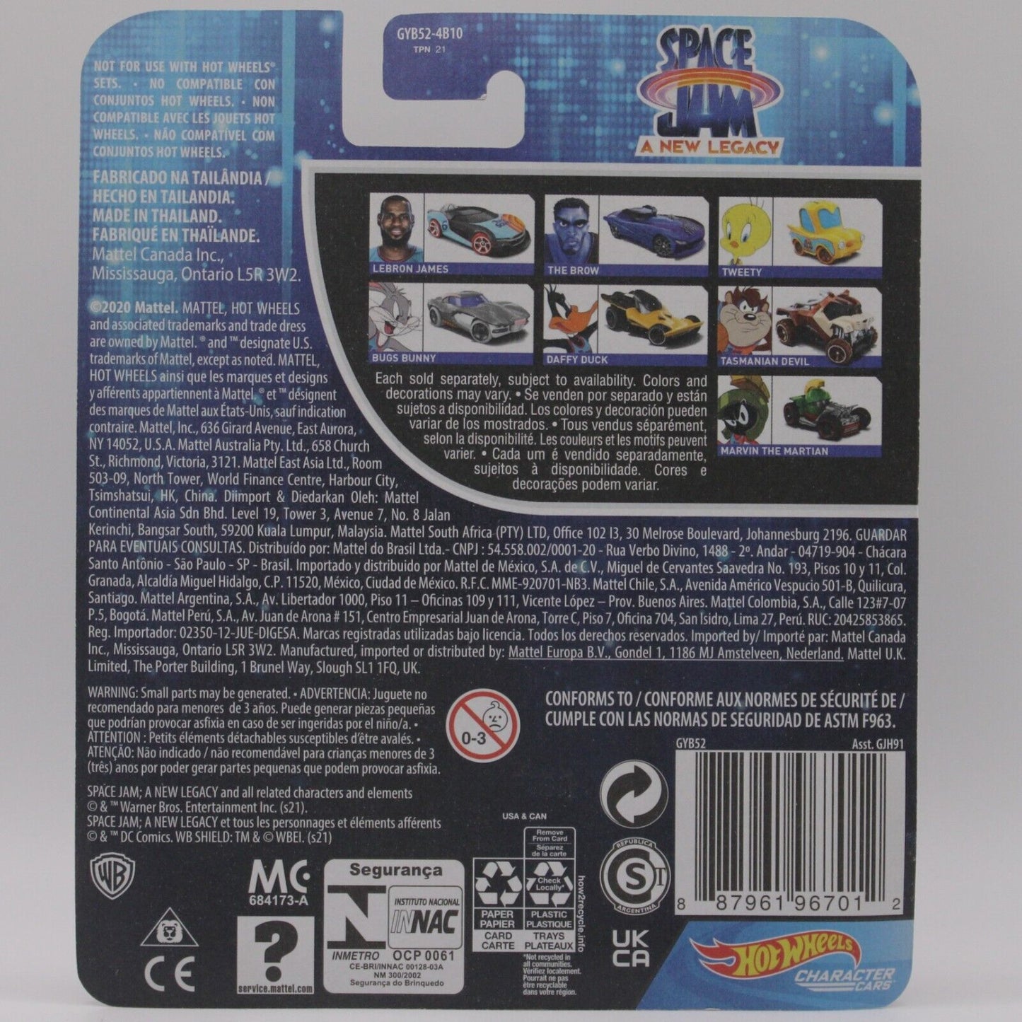 Hot Wheels Character Car Diecast Space Jam: A New Legacy Looney Tunes Full Set