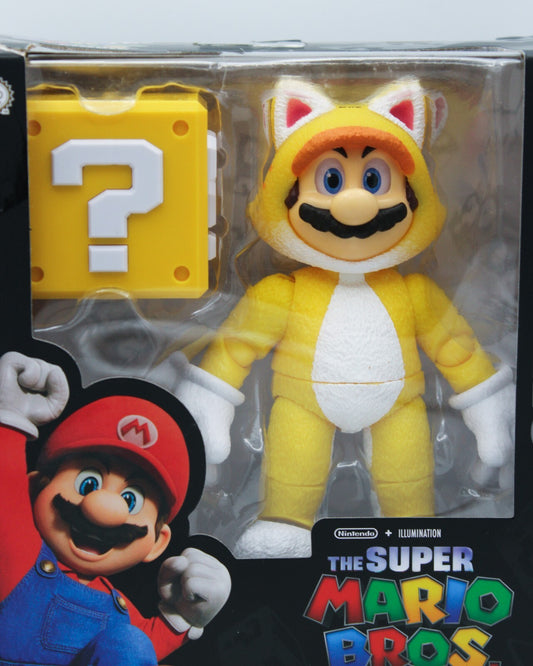 Super Mario Bros Movie 5 Inch Figure Cat Mario Figure w ? Block (Not Mint Box)