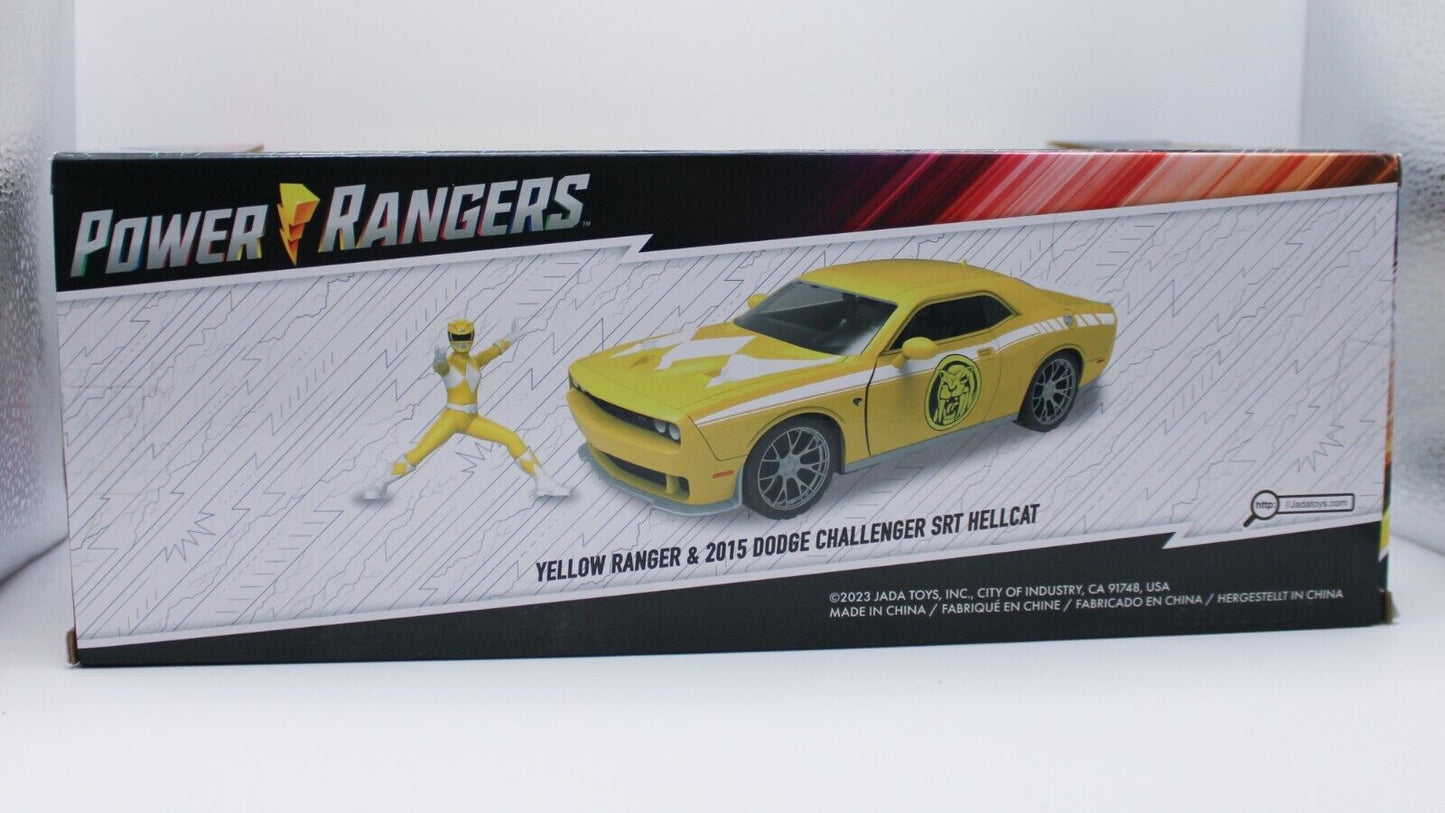 Jada 1/24 Diecast, Dodge Challenger SRT Hellcat & Yellow Power Ranger Figure