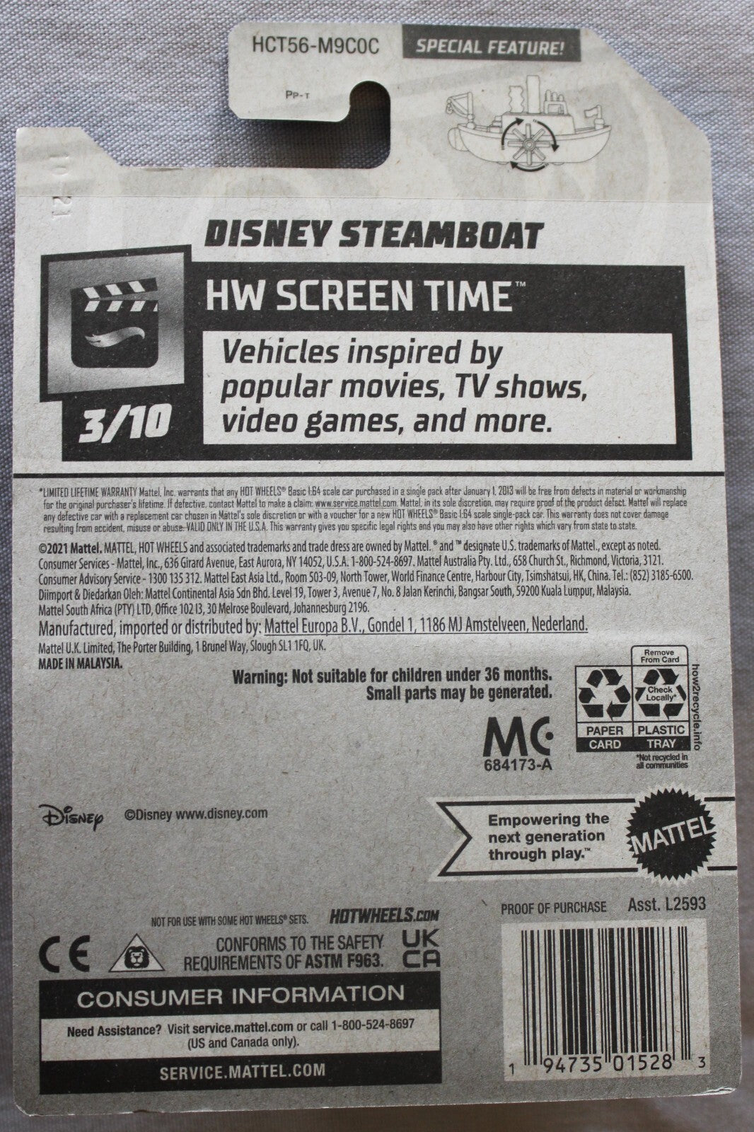 Hot Wheels Disney Steamboat 35/250 2022 HW Screen Time 3/10
