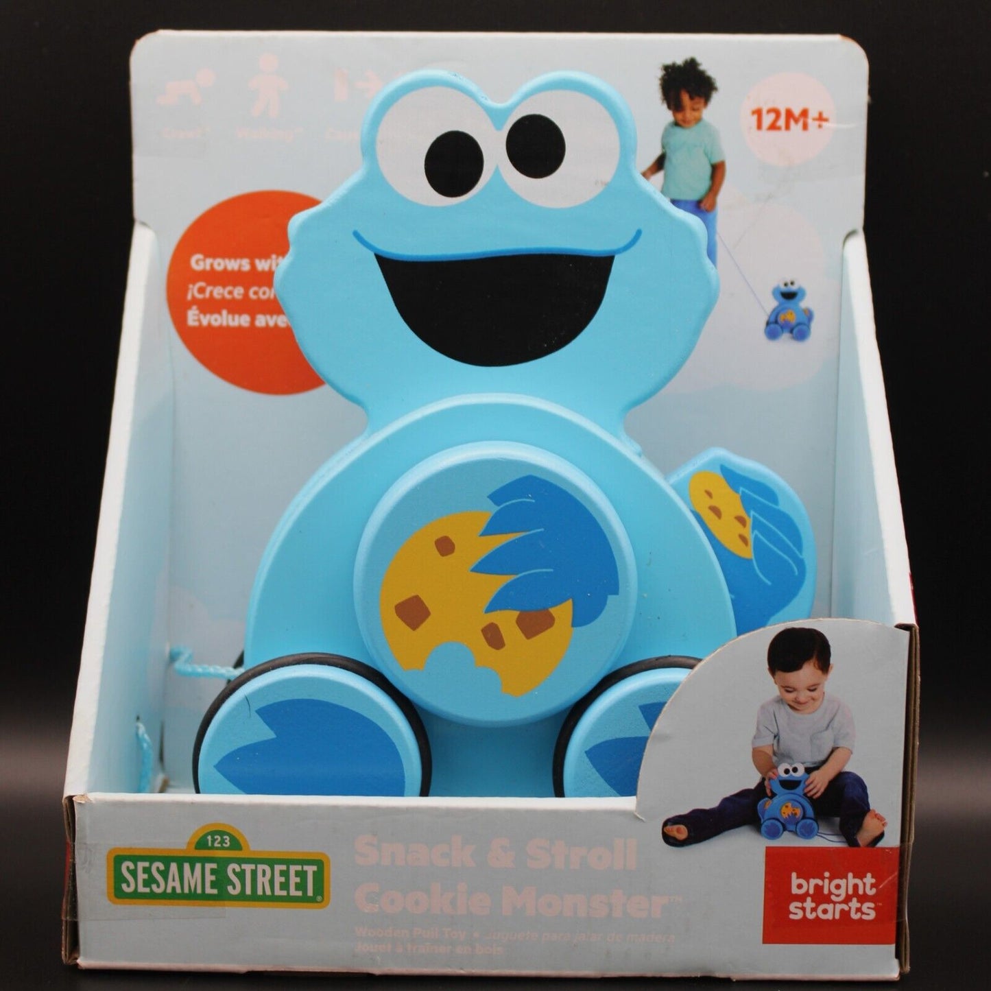 Cookie Monster Sesame Street Snack & Stroll Wooden Pull Toy Bright Starts