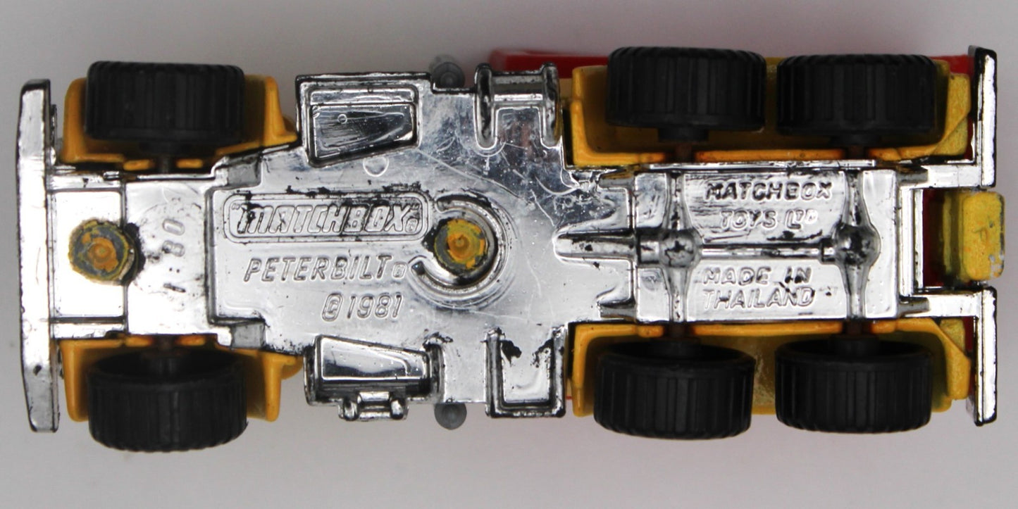 1981 Vintage Old Matchbox Peterbilt Dump Truck Pace Yellow Red Construction