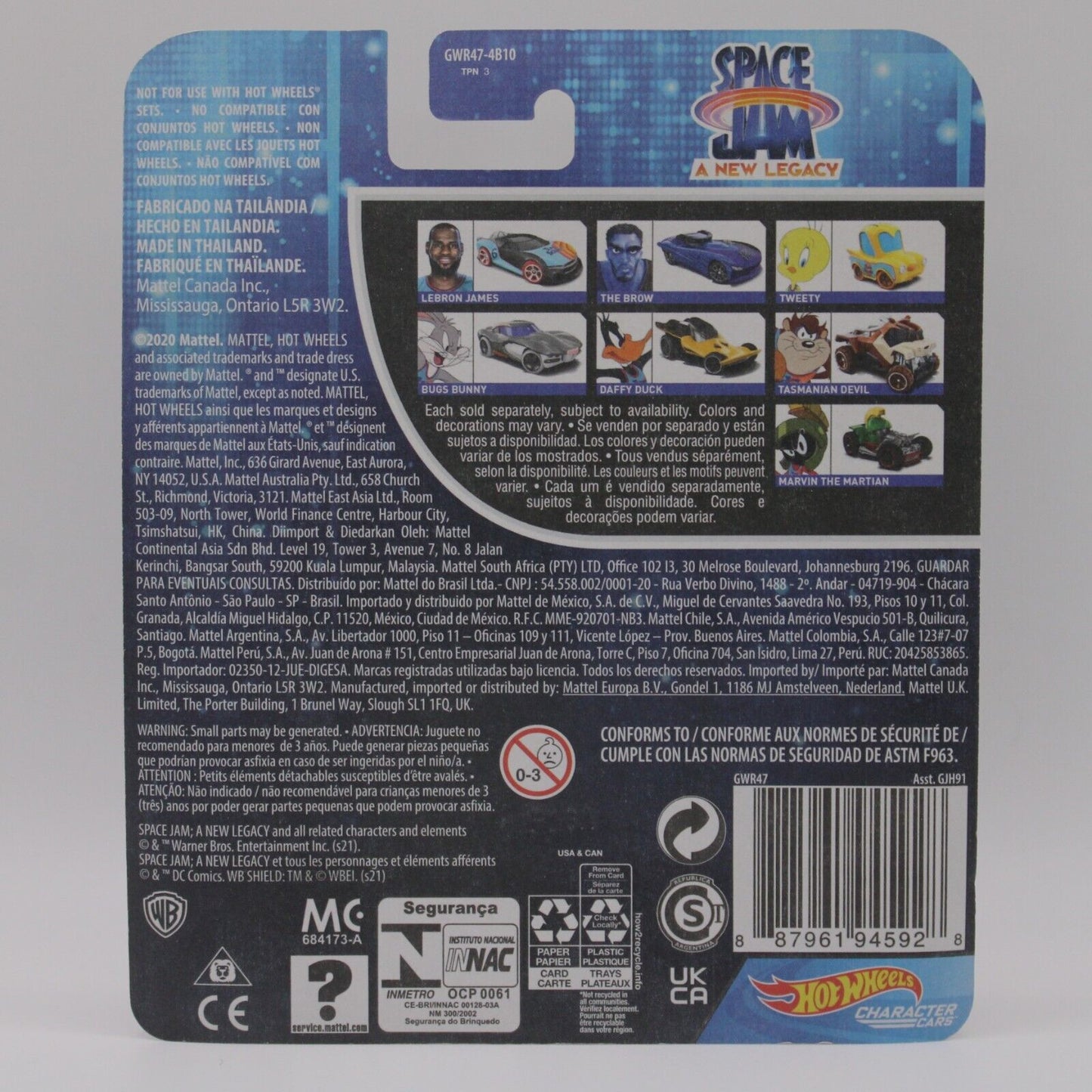 Hot Wheels Character Car Diecast Space Jam: A New Legacy Looney Tunes Full Set