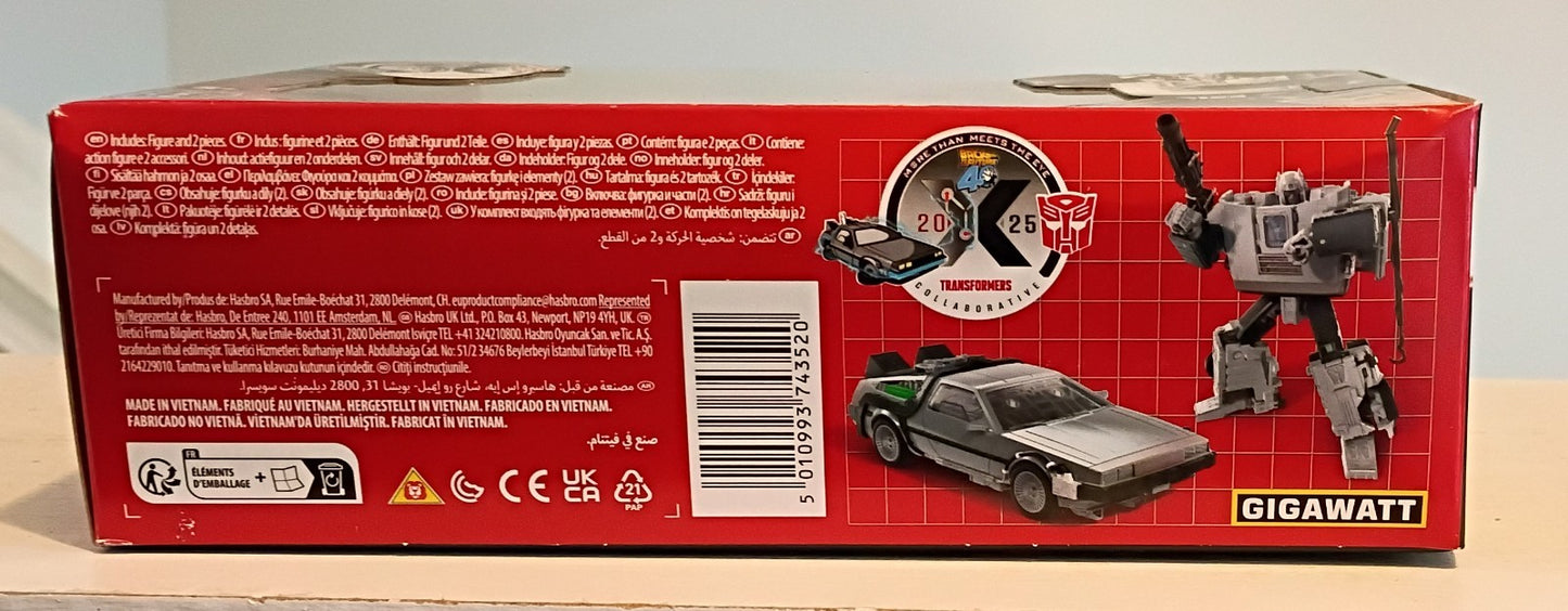 Hasbro Transformers Back to the Future 40th Anniversary Gigawatt Delorean Figure