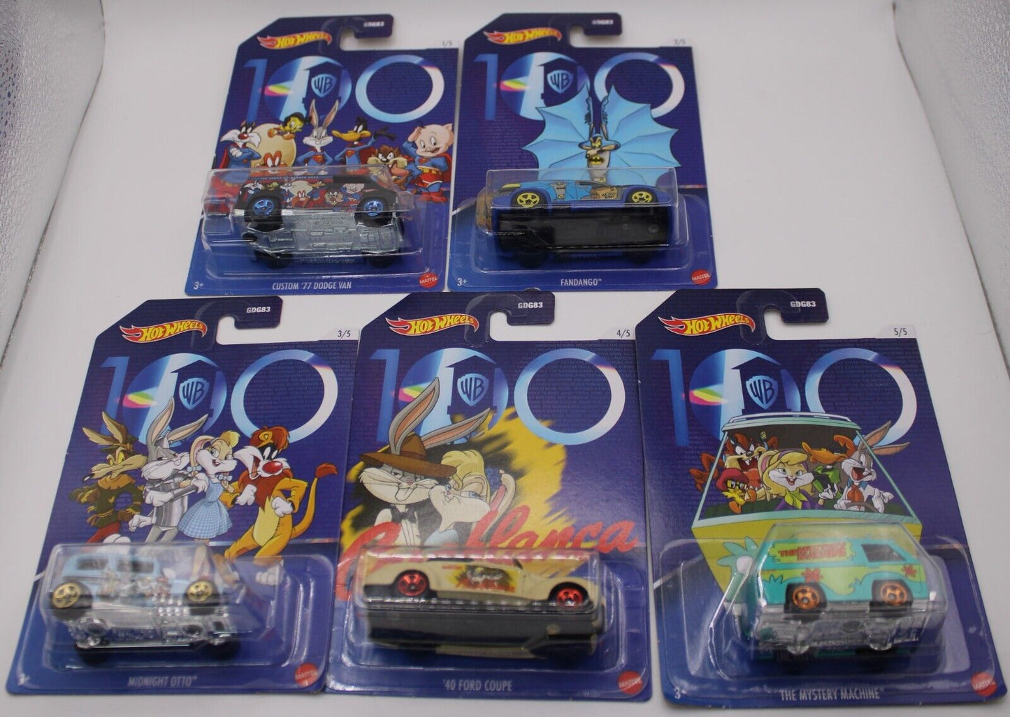 Hot Wheels Warner Brothers 100th Anniversary Looney Tunes Full Set of 5