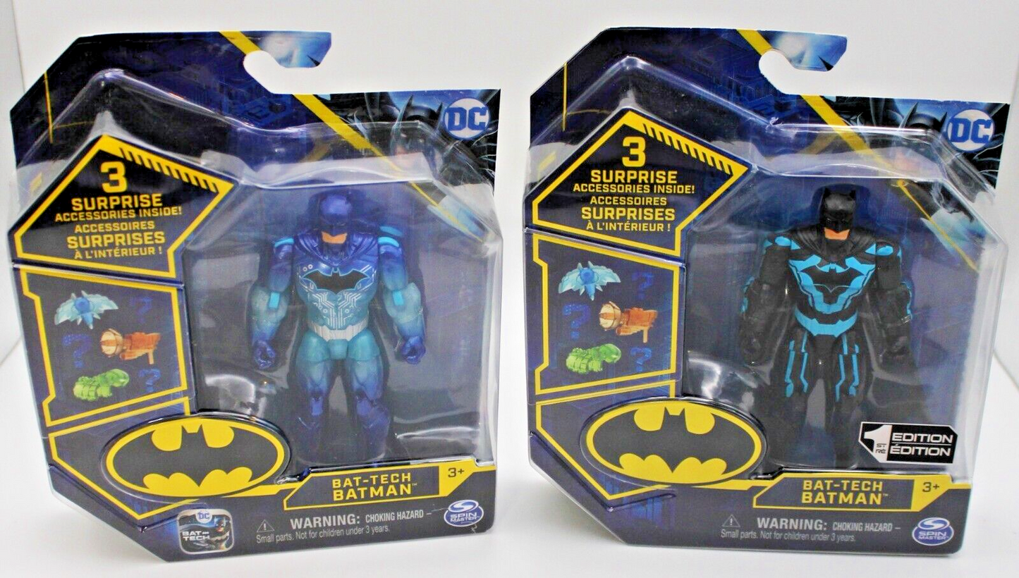 Spinmaster DC 4" Batman Bat-Tech Figures: Clear Blue Chase Variant & 1st Edition