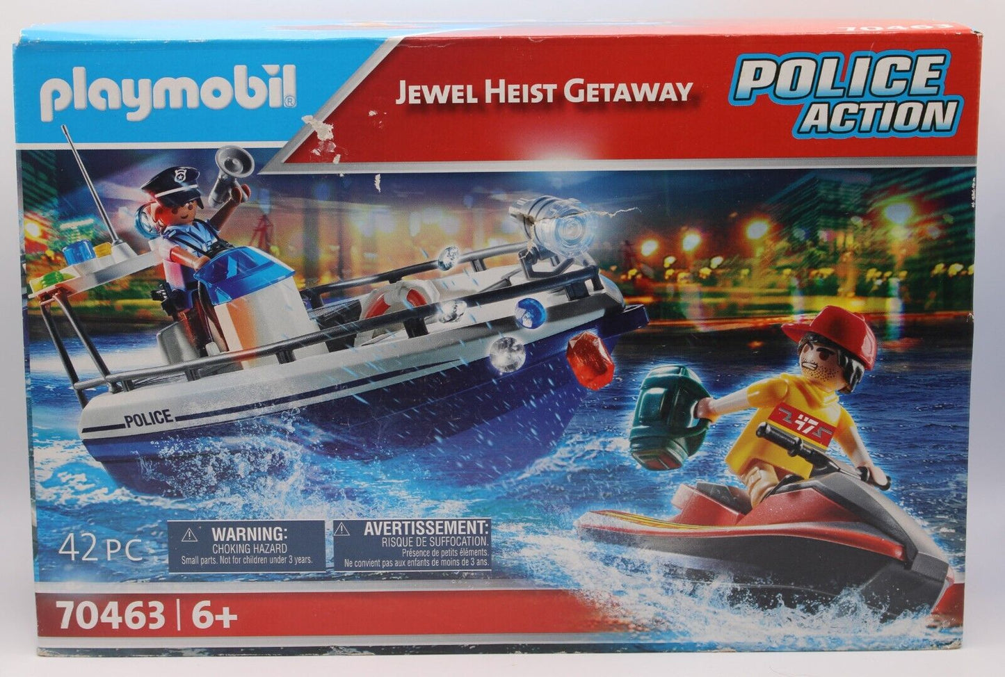 Playmobil Police Action Jewel Heist Getaway Building Set 70463 (Punctured Box)