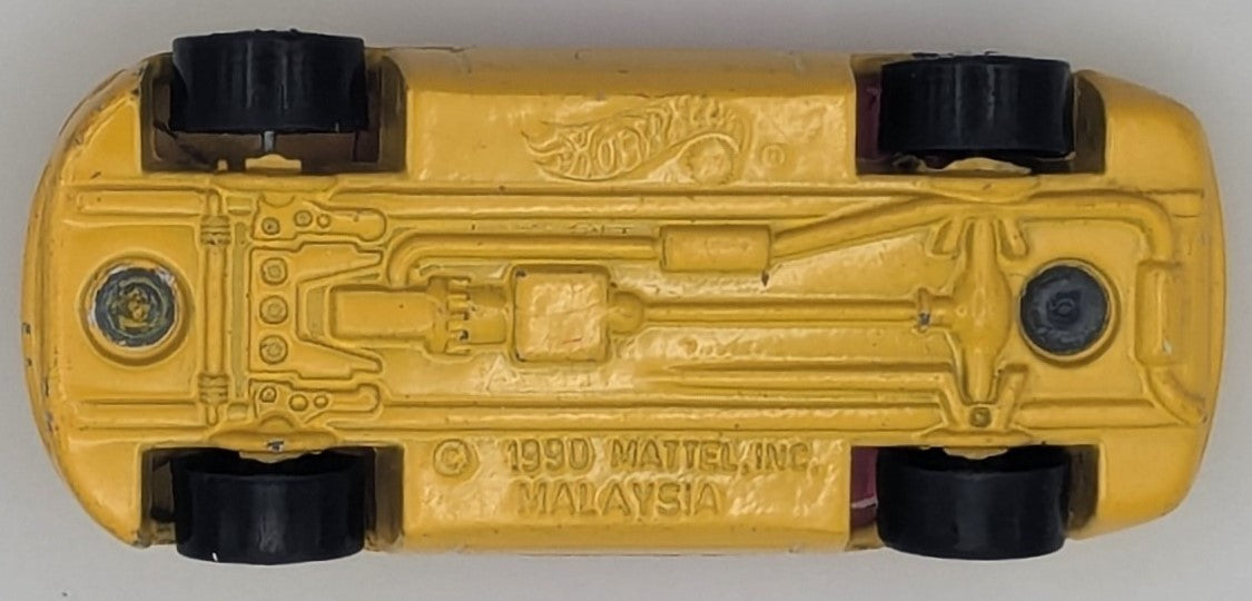 Vintage 1990 Hot Wheels Mazda MX-5 Miata Convertible Car Yellow & Pink