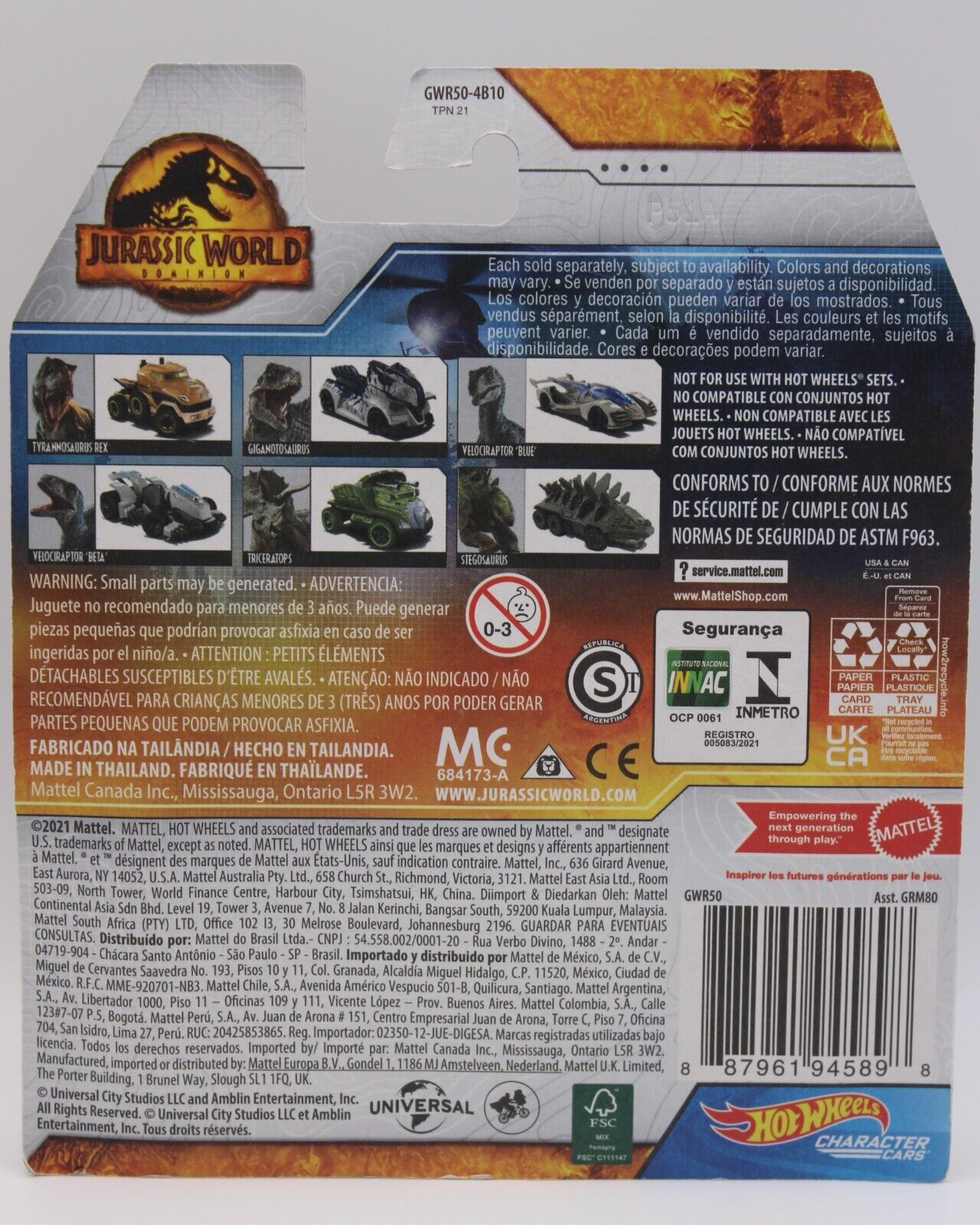 Hot Wheels Jurassic World Dominion Tyrannosaurus Rex Character Car New 2022