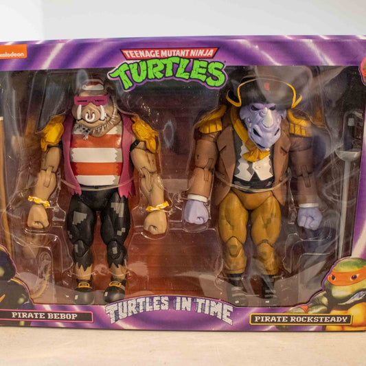 NECA TMNT Teenage Mutant Ninja Turtles in Time Pirate Bebop & Rocksteady Figures