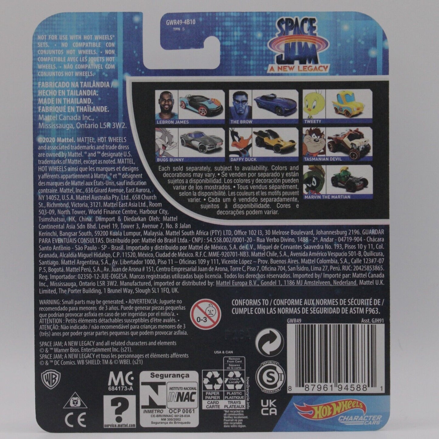 Hot Wheels Character Car Diecast Space Jam: A New Legacy Looney Tunes Full Set