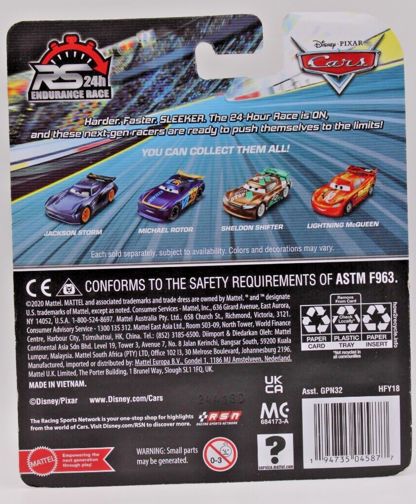 Disney Pixar Cars Flip Dover 24H Endurance Race Next-Gen Color Shift