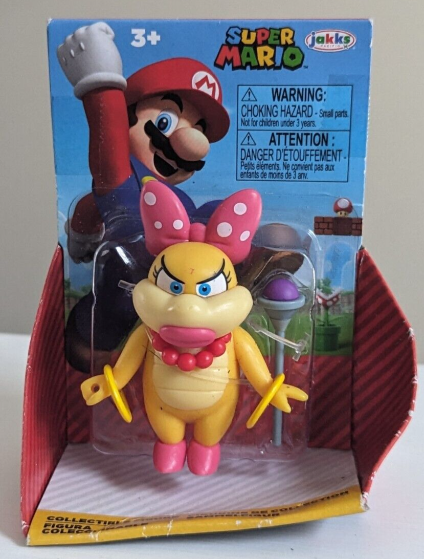 Super Mario 2.5" Series Wendy Koopa Figure Checklane Version (Crushed Packaging)