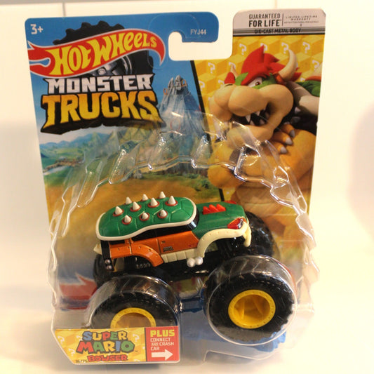 Hot Wheels Monster Trucks Super Mario Bowser 1:64 Scale Character Truck and Car