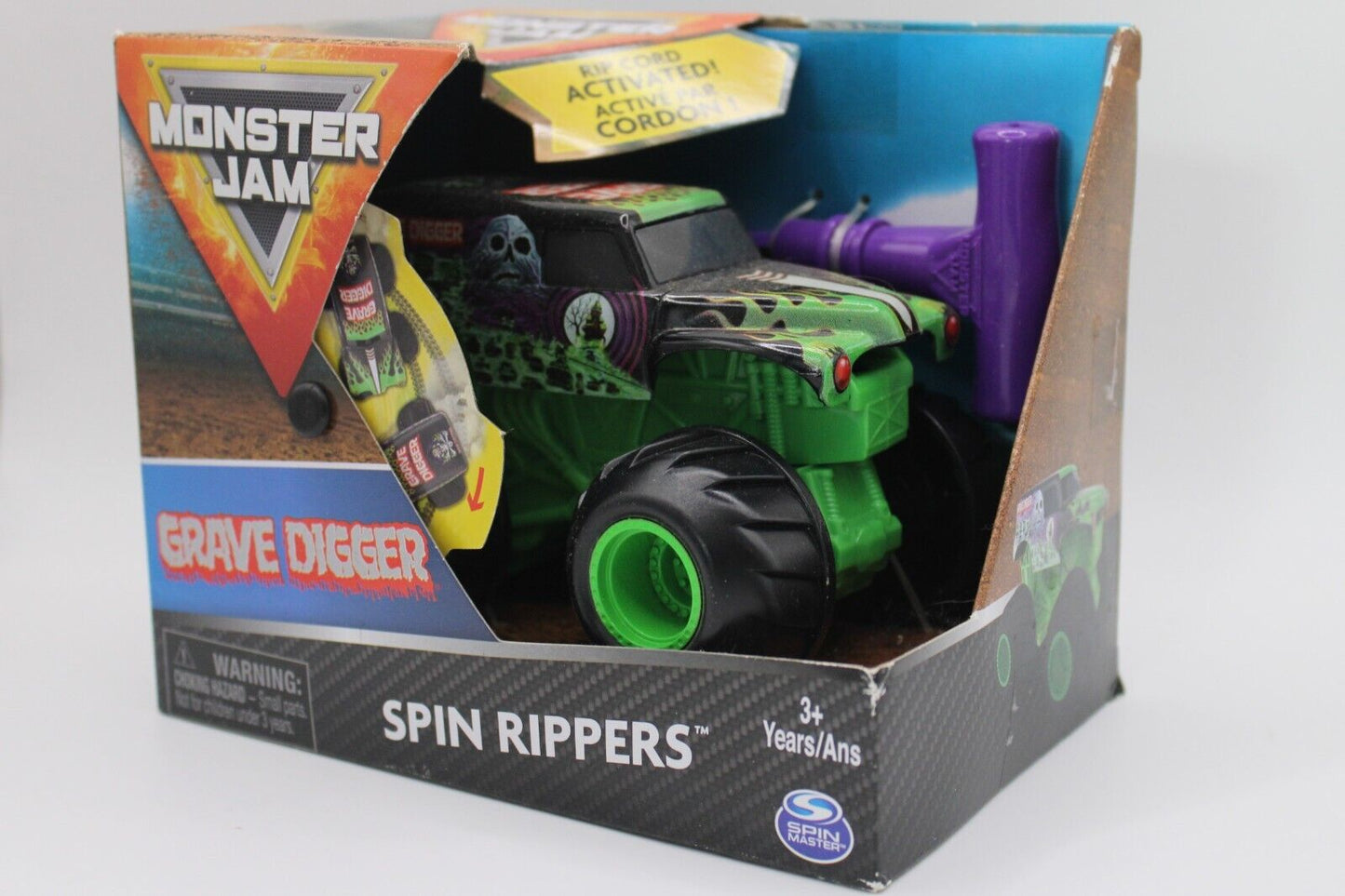 Monster Jam Official Grave Digger Spin Rippers Monster Truck 1/43 Scale Ripcord