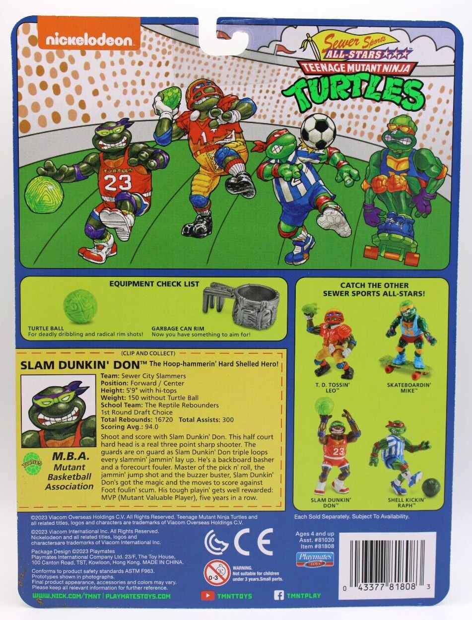 Playmates TMNT Sewer Sports Slam Dunkin' Don 4.5" Action Figure 40th Anniversary