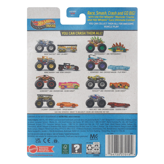 Hot Wheels Monster Trucks 5 Alarm With Crushable Car 1:64 Metal Die-Cast 2025