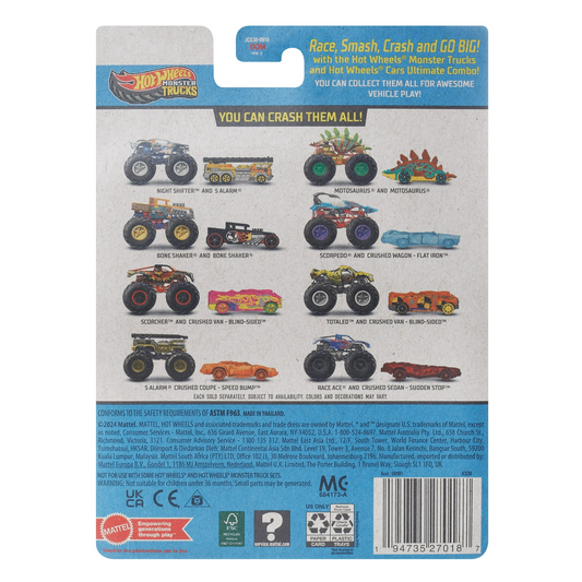 Hot Wheels Monster Trucks Scorpedo With Crushable Car 1:64 Metal Die-Cast 2025