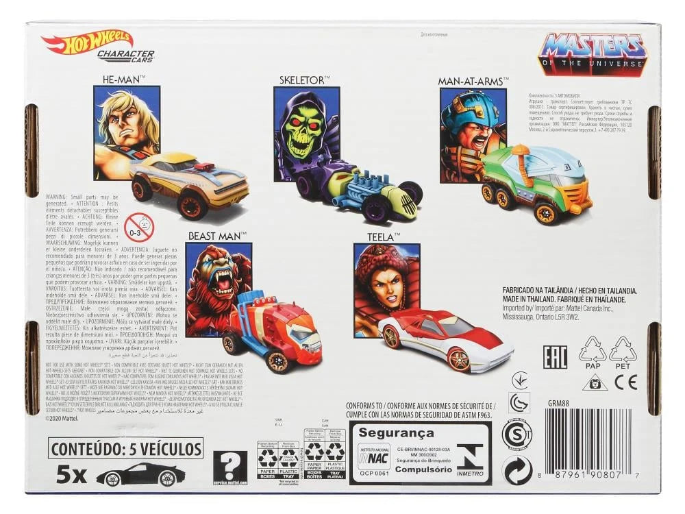 Masters of the Universe Character Cars Hot Wheels Set of 5