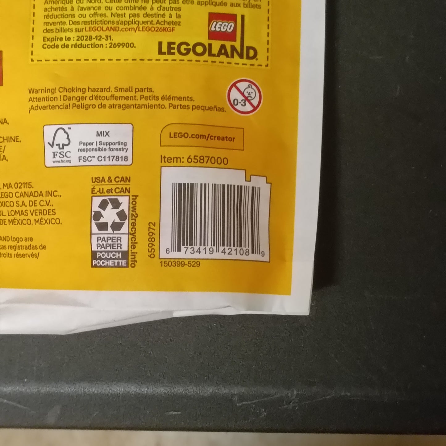 LEGO CREATOR 3 in 1 Orange Cat Paperbag Polybag 30714