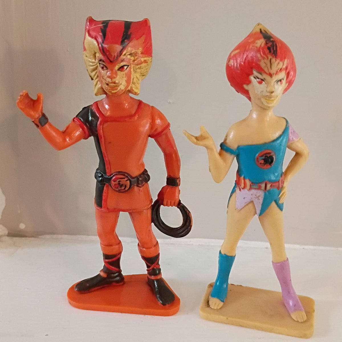 1985 Thundercats Wilykit & Wilykat 4 Inch Action Figure Pair LJN Telepix Toys (Rough Paint)