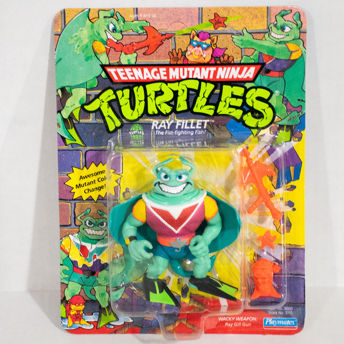 1990 TMNT Ray Fillet Figure New & Unpunched Filet Teenage Mutant Ninja Turtles