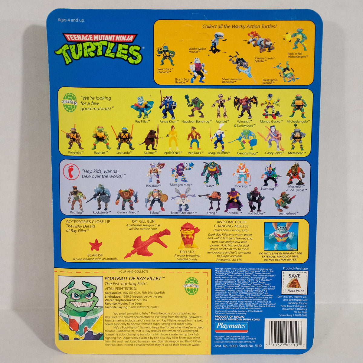 1990 TMNT Ray Fillet Figure New & Unpunched Filet Teenage Mutant Ninja Turtles