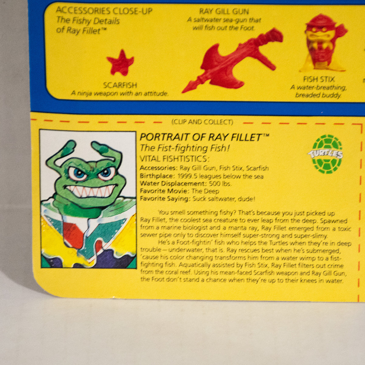 1990 TMNT Ray Fillet Figure New & Unpunched Filet Teenage Mutant Ninja Turtles