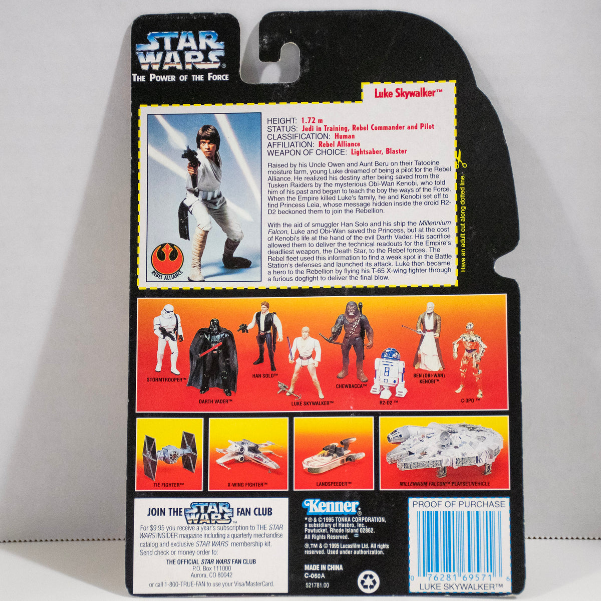 1995 Kenner Star Wars The Power of the Force Luke Skywalker Action Figure (Red Card) - Short Saber