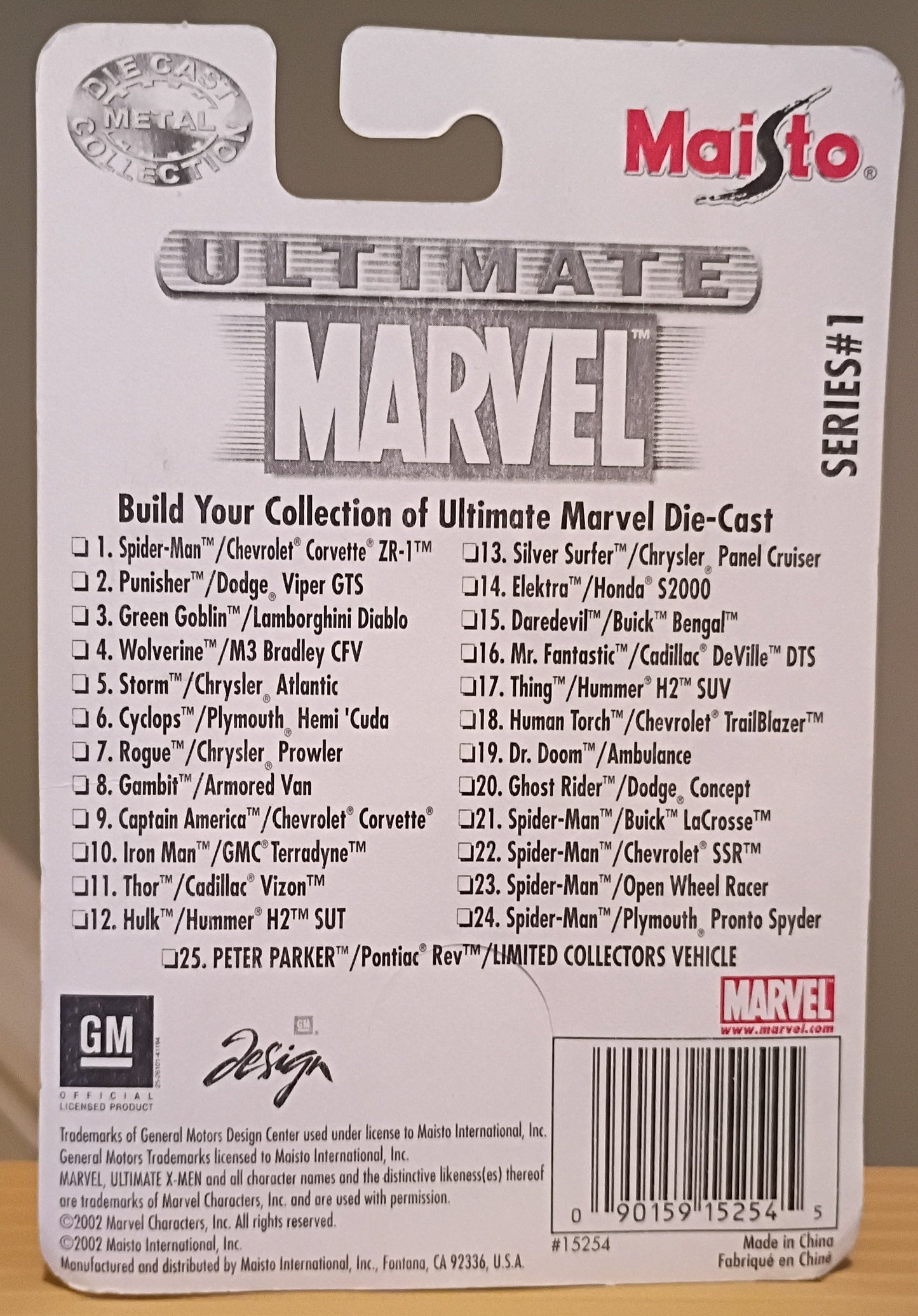 Set of 4 Maisto Ultimate Marvel Diecast Vehicles (2002) - Thor, Storm, Daredevil, Elektra