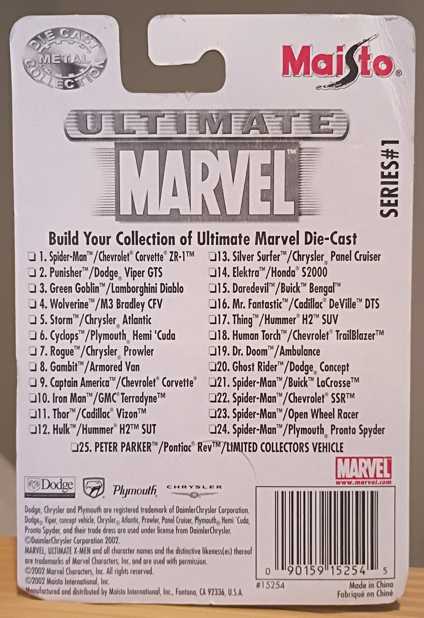 Set of 4 Maisto Ultimate Marvel Diecast Vehicles (2002) - Thor, Storm, Daredevil, Elektra