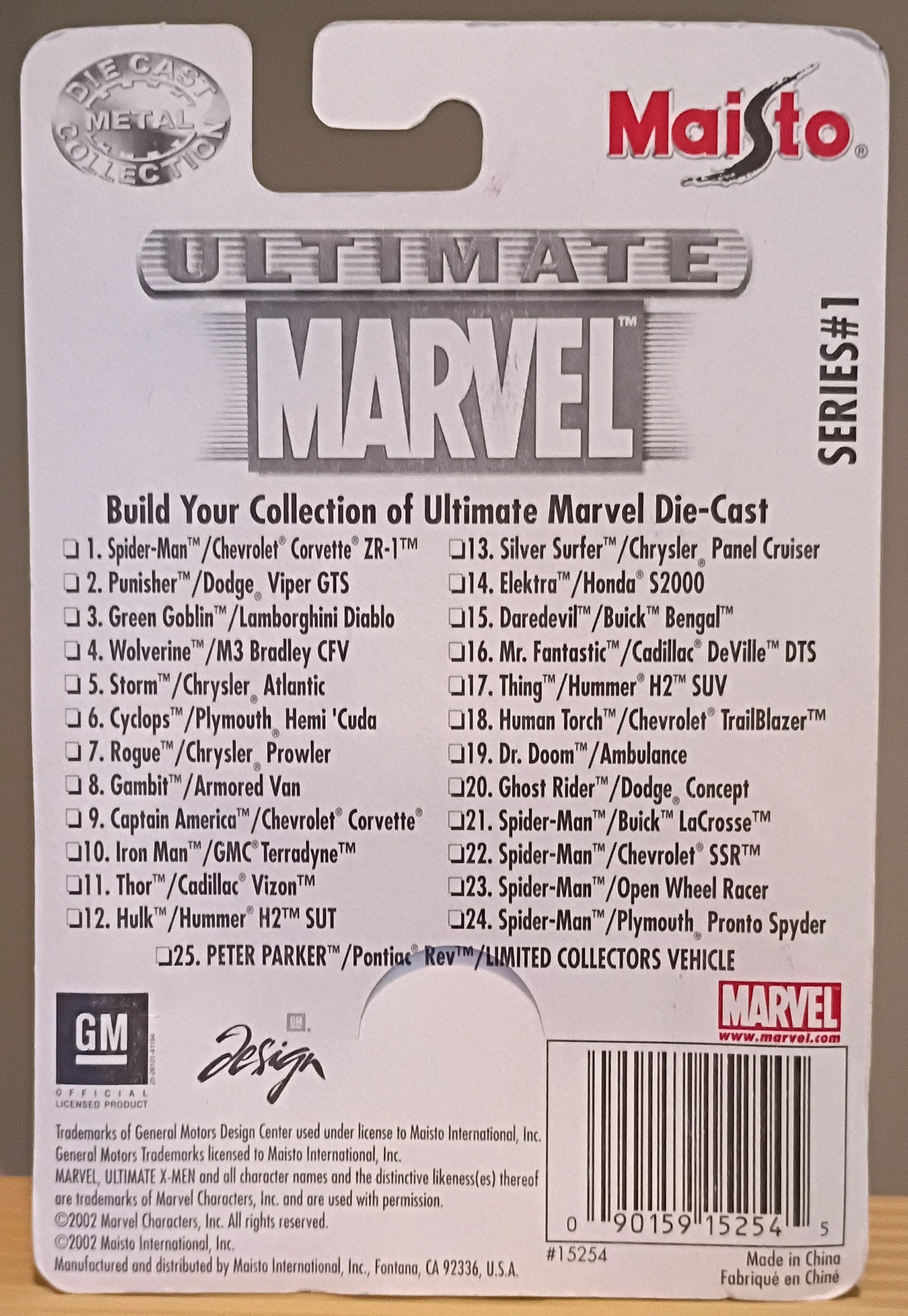 Set of 4 Maisto Ultimate Marvel Diecast Vehicles (2002) - Thor, Storm, Daredevil, Elektra