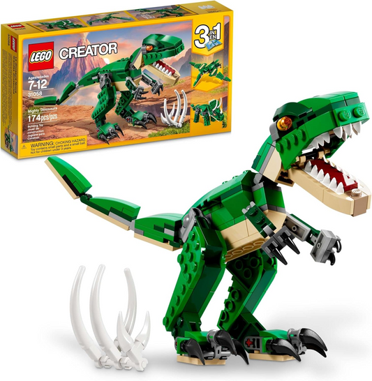 LEGO Creator 31058 - 3 in 1 Mighty Dinosaur Toy, Transforms from T-Rex to Triceratops to Pterodactyl Dinosaur Figures