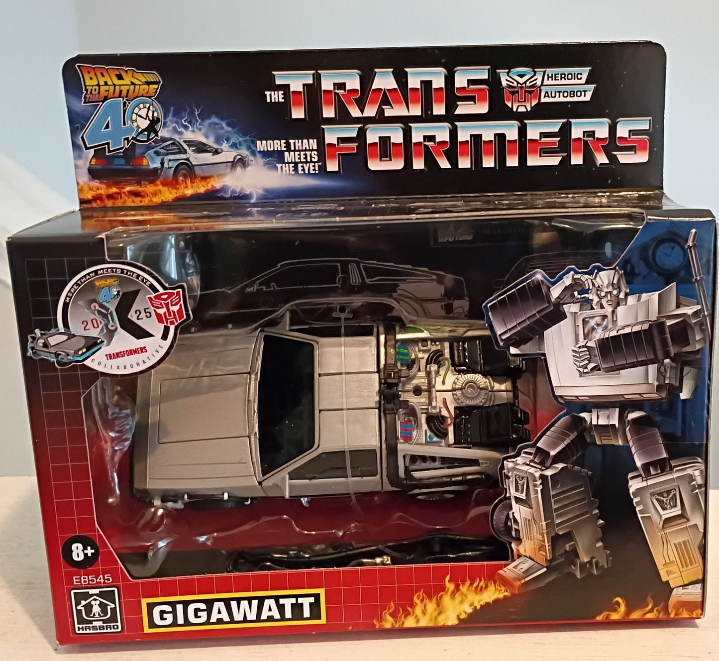 Hasbro Transformers Back to the Future 40th Anniversary Gigawatt Delorean Figure
