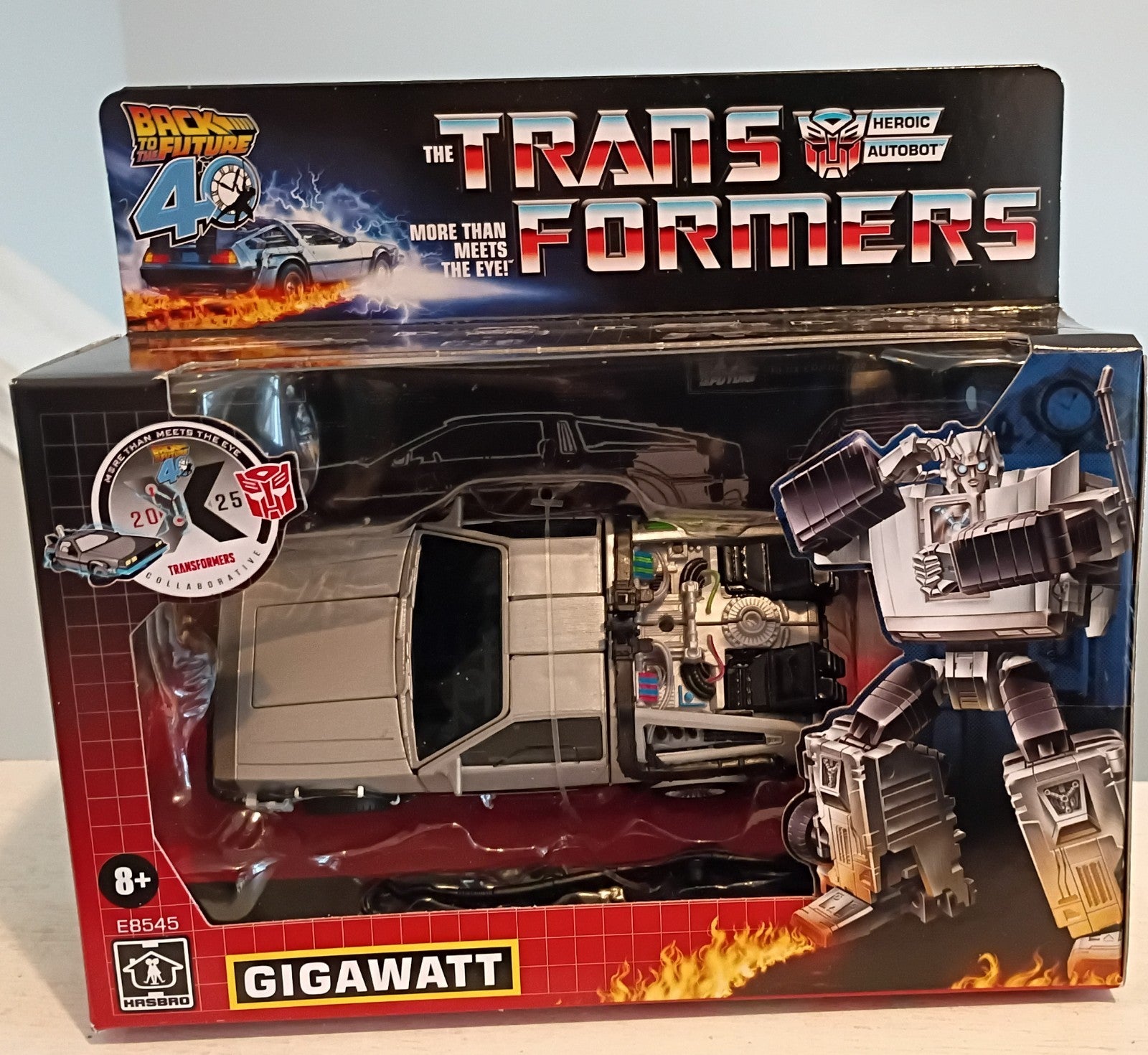 Hasbro Transformers Back to the Future 40th Anniversary Gigawatt Delorean Figure