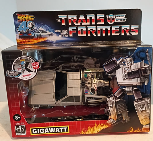 Hasbro Transformers Back to the Future 40th Anniversary Gigawatt Delorean Figure