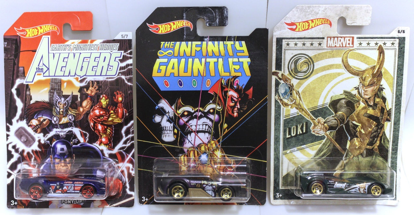 Hot Wheels Avengers Diecast Cars Lot of 3 - Pony-Up,  Horseplay, Scoopa Di Fuego