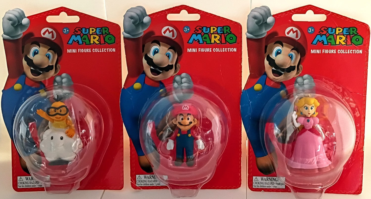 Super Mario Mini Figure Collection - Mario, Princess Peach, Lakitu [2 inch]