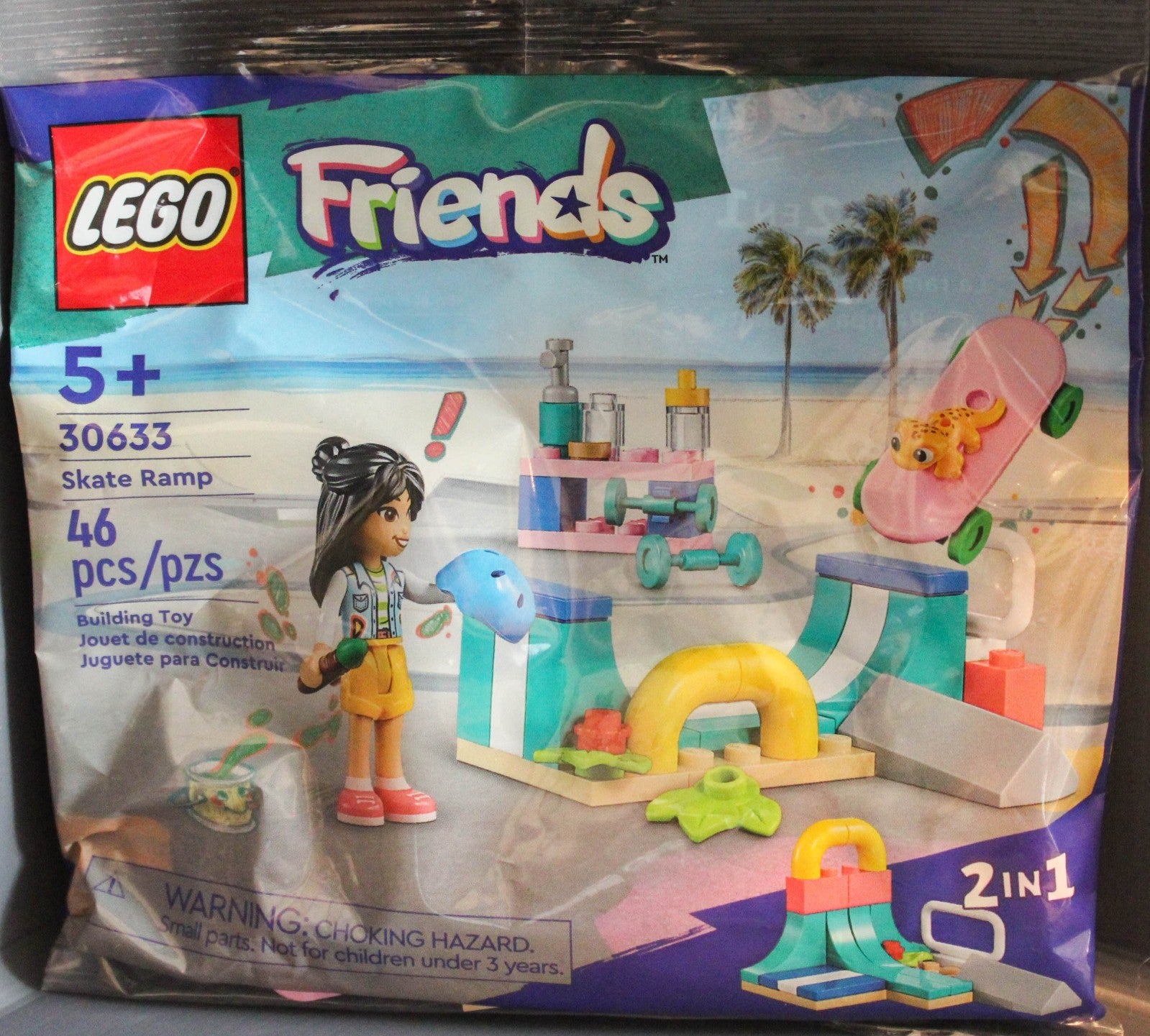 3 LEGO Friends- 41442 Vet Clinic Resc Buggy 30633 Beach Cleanup 30635 Skate Ramp