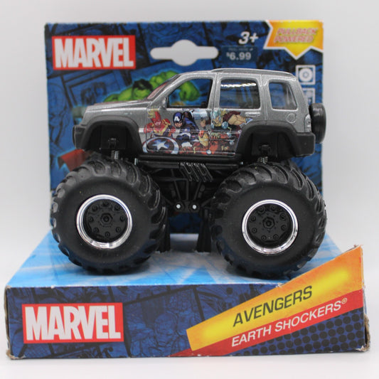 Marvel Avengers Earth Shockers GM Jeep Die-Cast Monster Truck Pull-Back Power