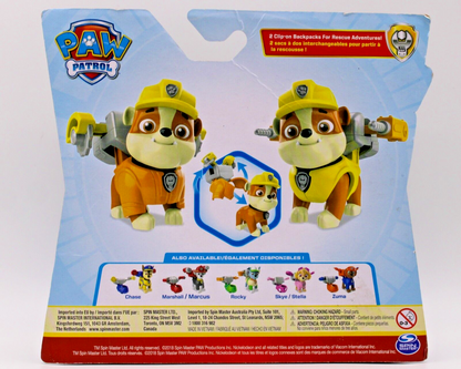 PAW Patrol Rubble Nickelodeon Action Pack Figure with 2 Clip On Backpacks NEW