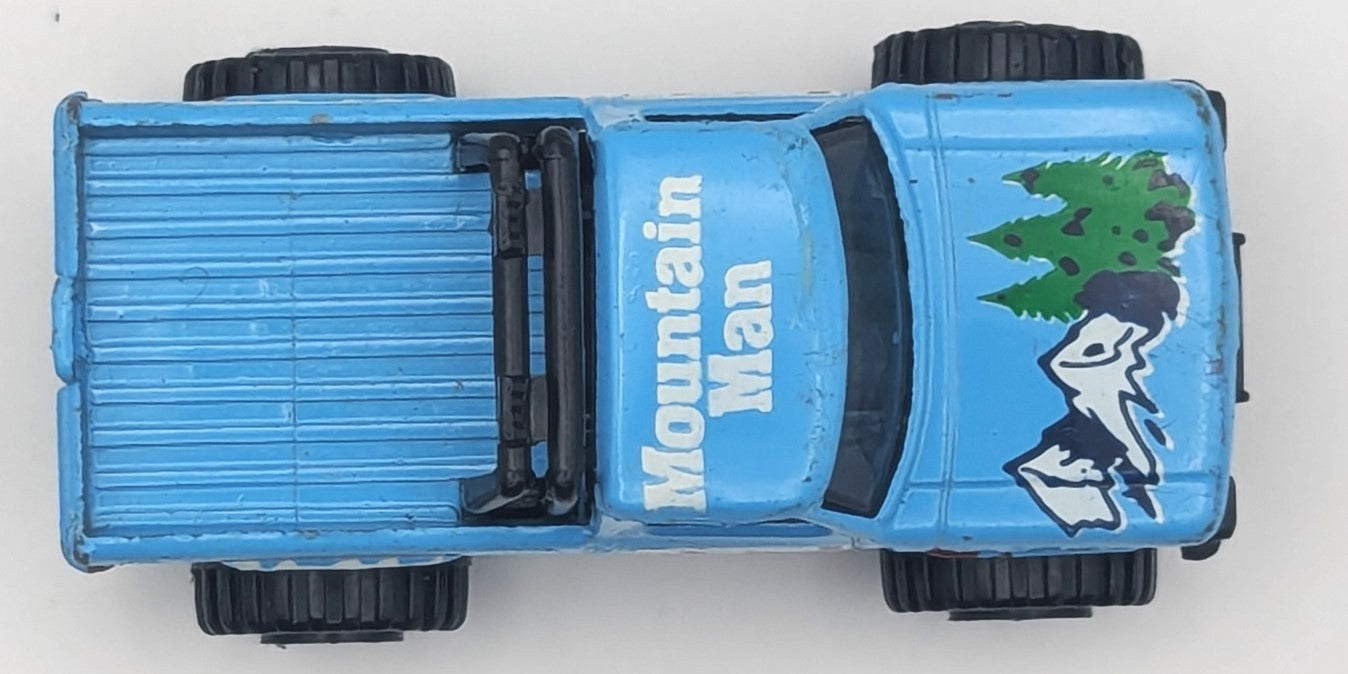 Vintage 1981 Matchbox Mountain Man Mini Pick Up Truck Blue White Diecast