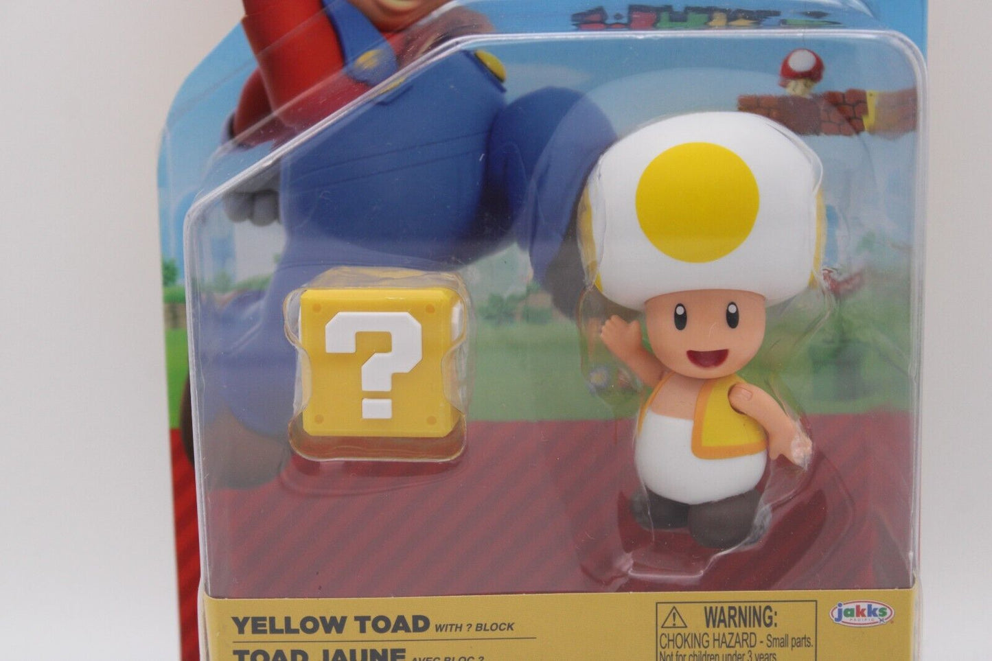 Jakks World of Nintendo Super Mario Yellow Toad w/ Question Block Action Figure